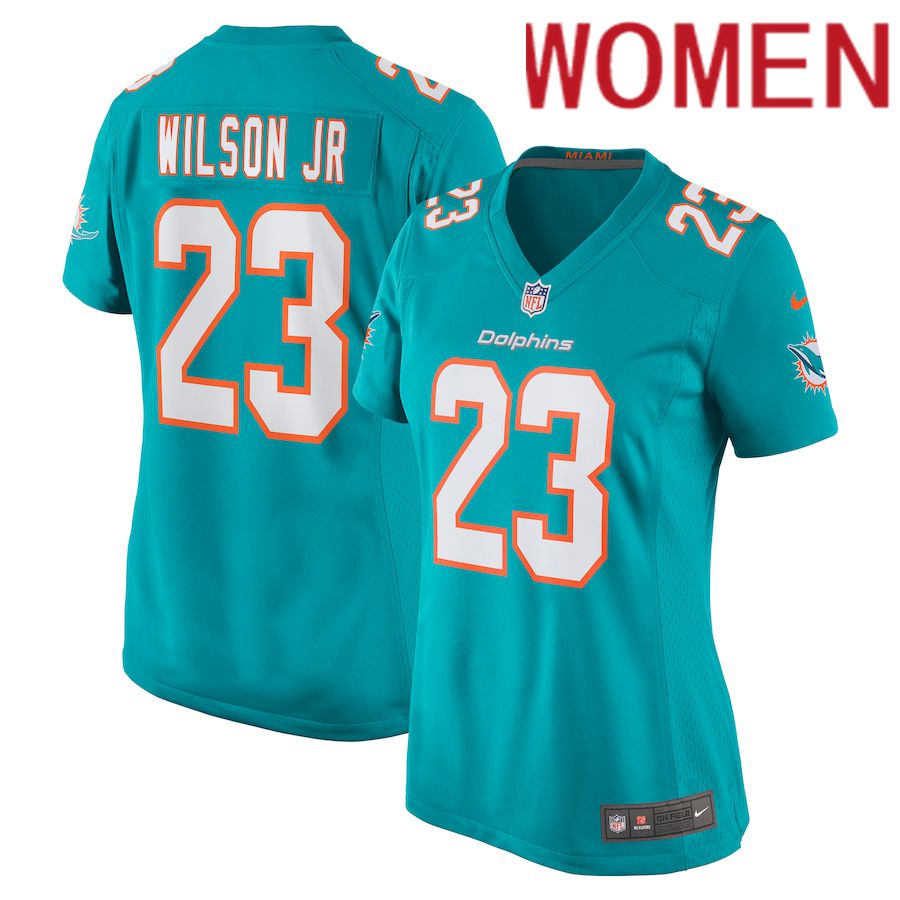 Women Miami Dolphins 23 Jeff Wilson Jr  Nike Aqua Game Player NFL Jersey